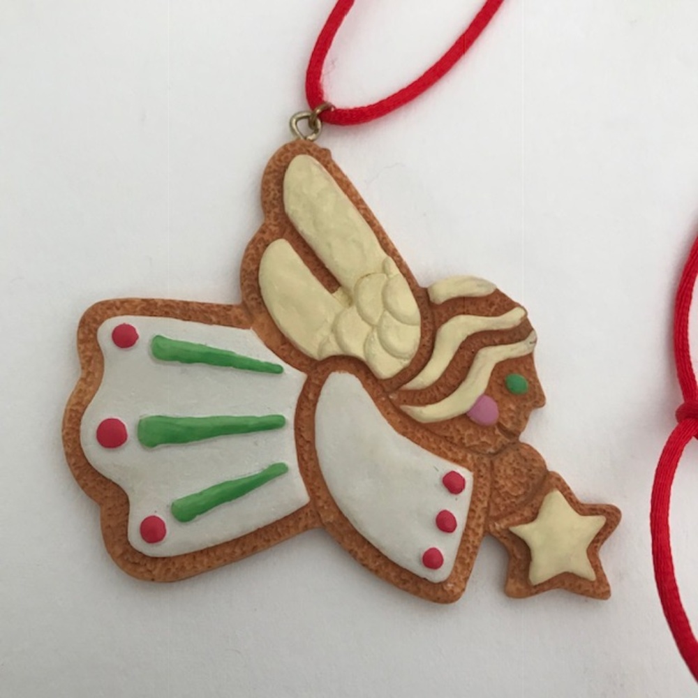Angel Necklace Cookie Cutter Design on Red Cord Vintage